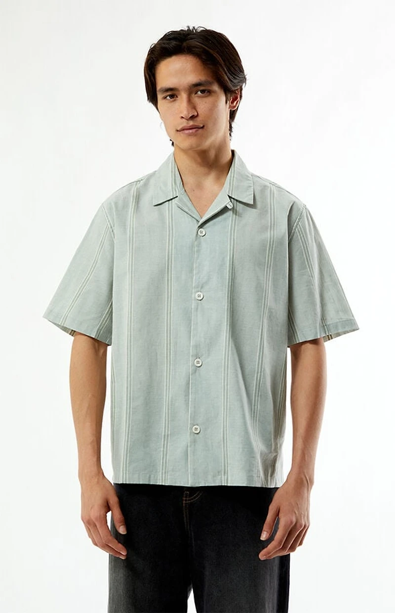 Pacsun Sage Striped Oversized Camp Shirt
