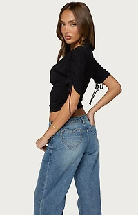 Edikted Muriel Drawstring V Neck Top
