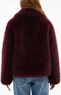 AZALEA WANG Regina Burgundy Faux Fur Coat