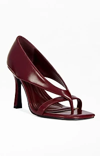 AZALEA WANG Women's Secret Burgundy Stiletto Sandals