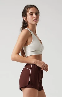 PAC 1980 Active Brown Piping Dolphin Hem Track Shorts