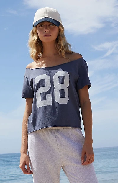 John Galt Navy Robyn 28 Short Sleeve Off-The-Shoulder Top