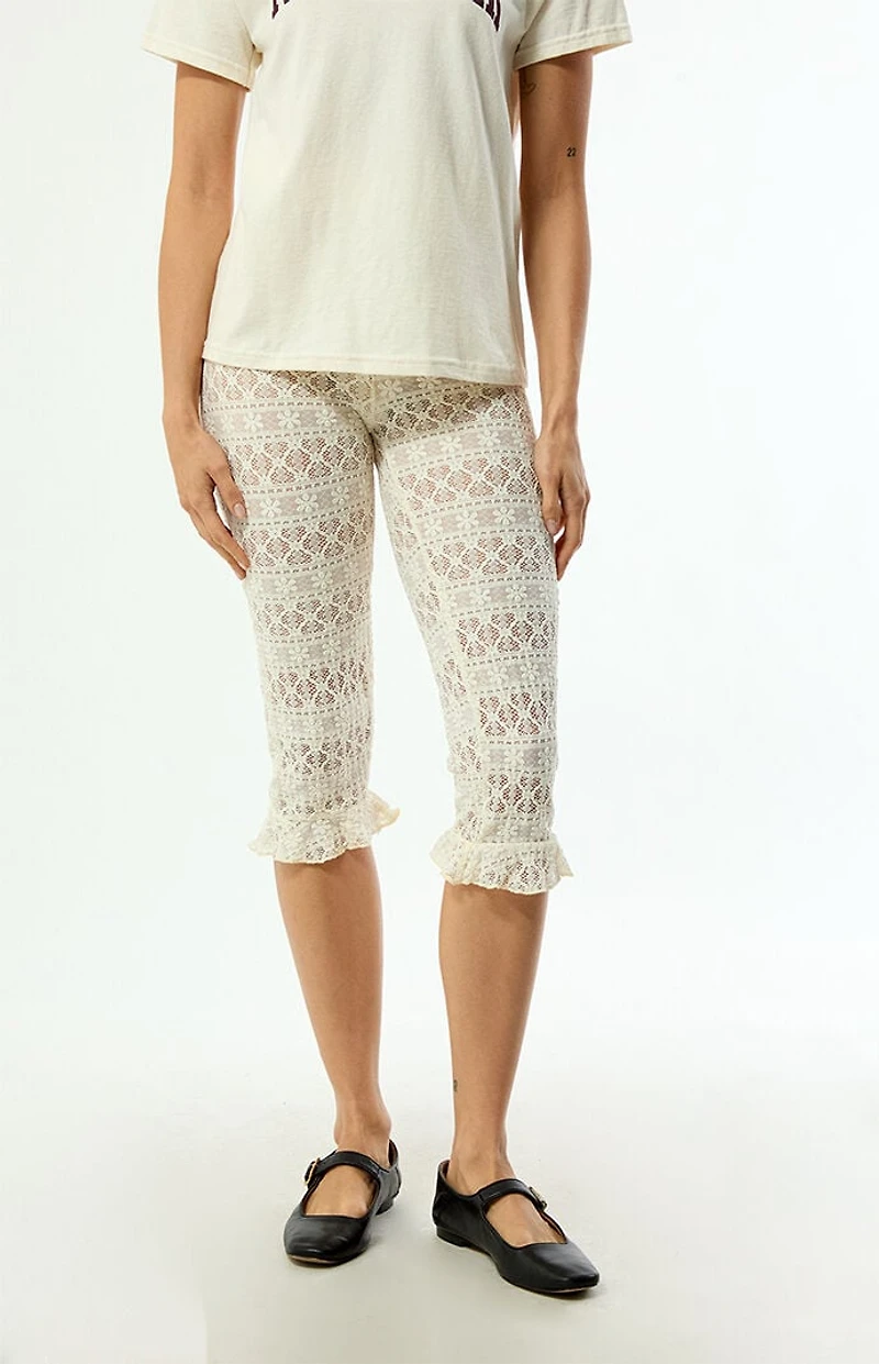 Daisy Street Buttermilk Ruffle Capri Pants