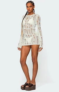 Edikted Manuela Distressed Knit Mini Dress