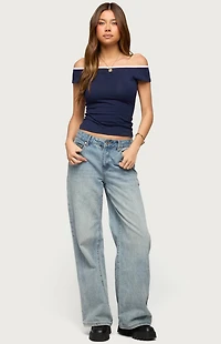 Edikted Dellah Contrast Off Shoulder Top