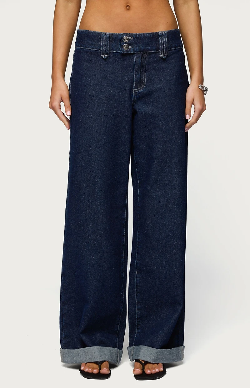 Edikted Cuffed Low Rise Straight Leg Jeans