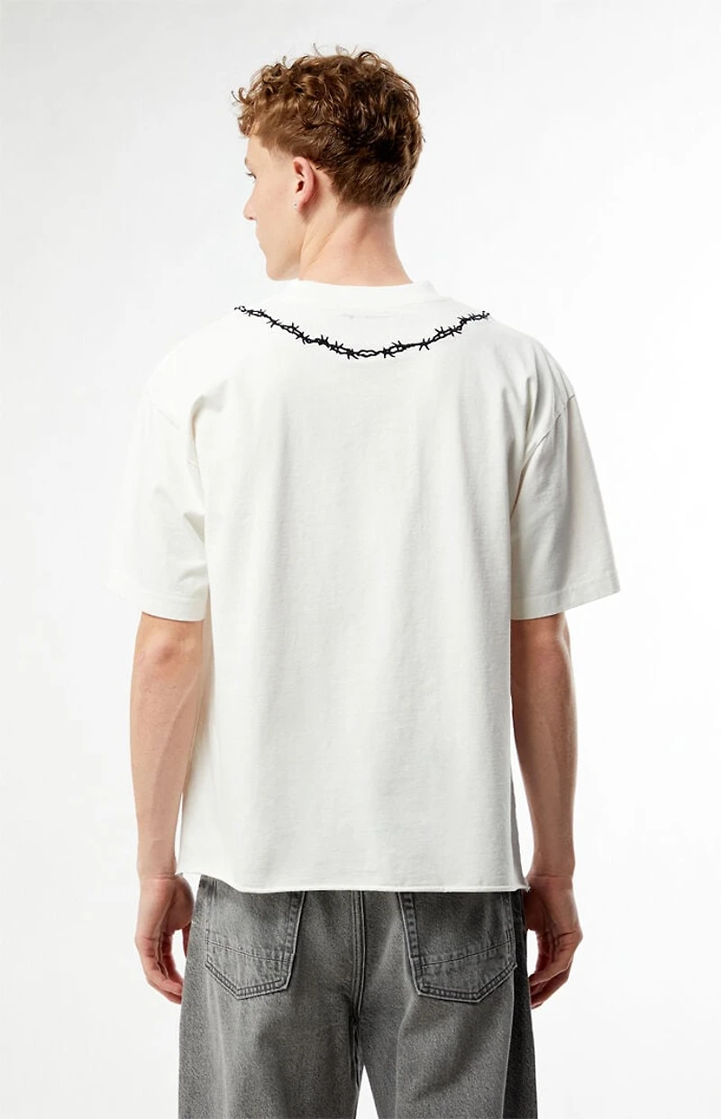Pacsun White Barbed Wire Cropped Boxy T-Shirt