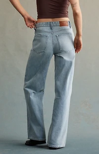 RARE DNM EDIT Tinted Light Indigo Braided High Waisted Baggy Jeans