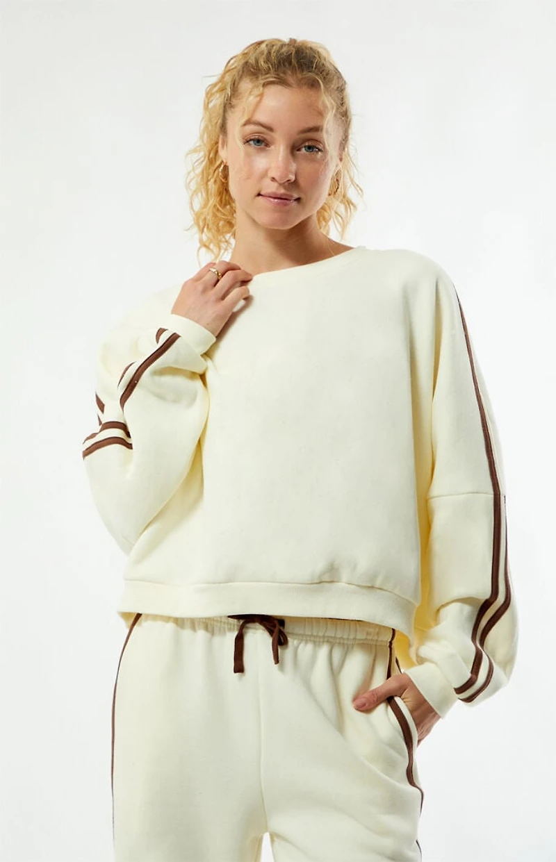 Rhythm Cream Contrast Crew Neck Sweatshirt