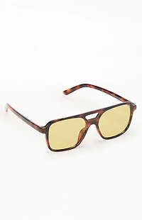 Pacsun Tortoiseshell Violette Plastic Aviator Sunglasses