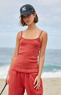 John Galt Red Pointelle Skylar Tank Top