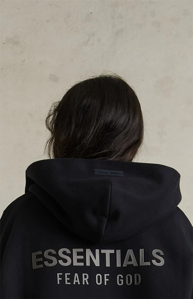 Fear of God ESSENTIALS Kids Jet Black Full Zip Fleece Hoodie
