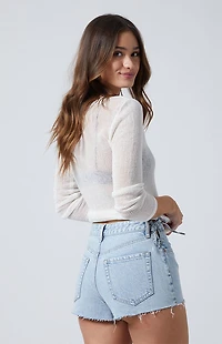 Pacsun Light Indigo Lace Up Side High Waisted Denim Festival Shorts
