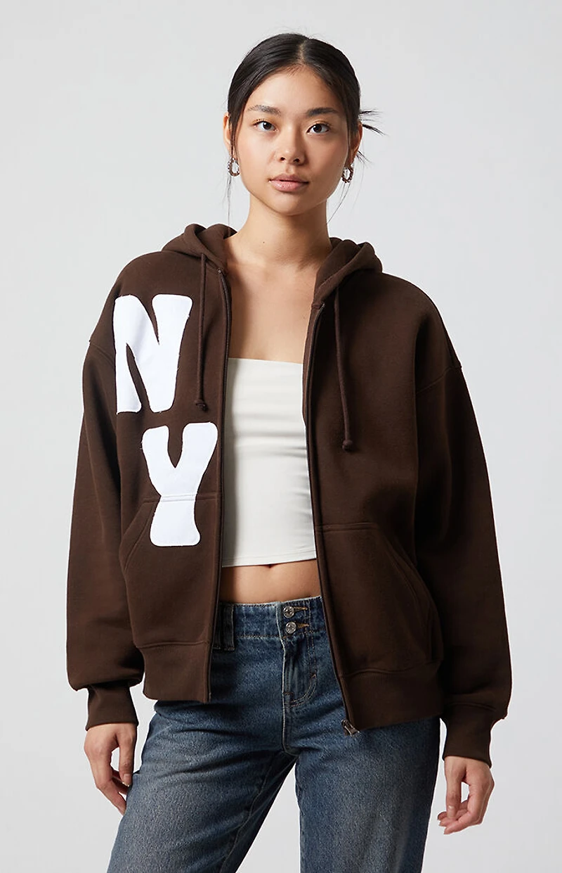Pacsun Big NY Zip Up Oversized Hoodie