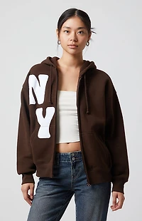 Pacsun Big NY Zip Up Oversized Hoodie