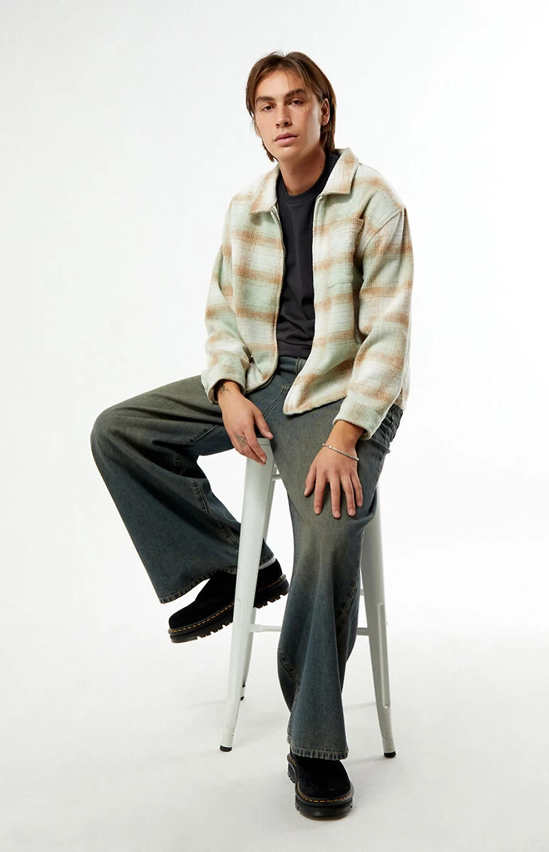 MUSEUM OF PEACE & QUIET Wordmark Zip Up Long Sleeve Shirt