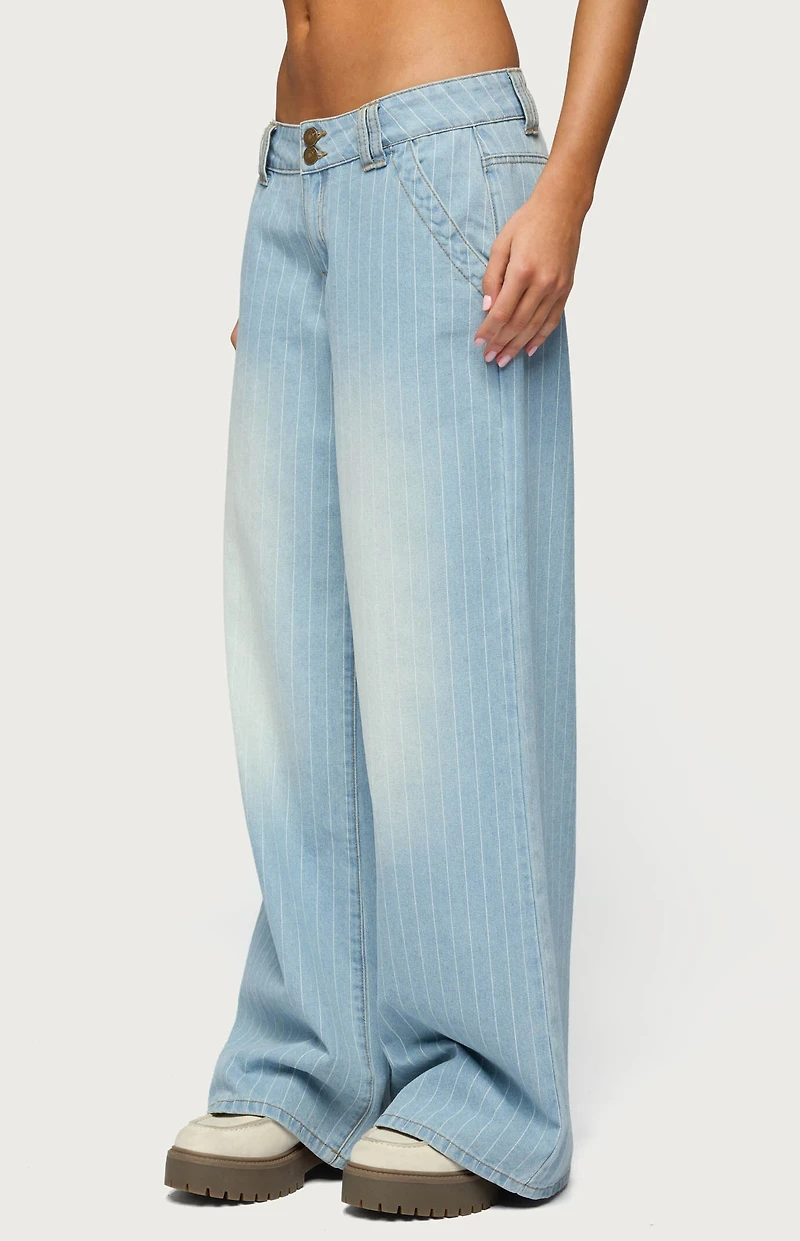 Edikted Cory Striped Low Rise Baggy Jeans