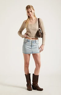 Pacsun Bella Stretch Light Indigo Mid Rise Denim Mini Skirt