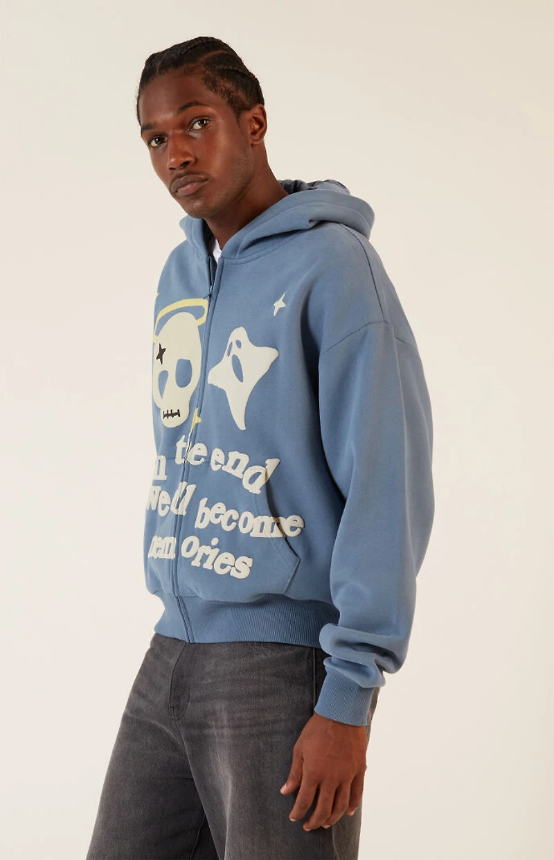 Pacsun The End Puff Graphic Zip Up Hoodie