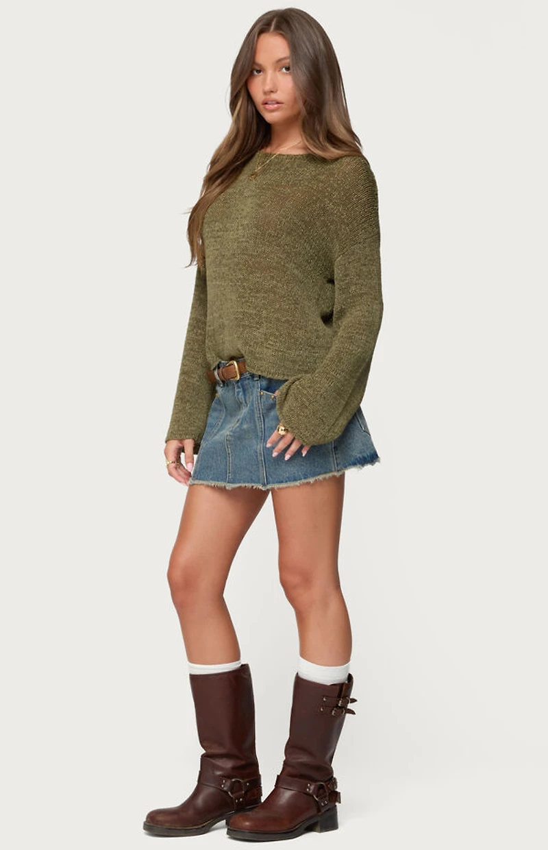Edikted Keiko Studded Denim Mini Skirt