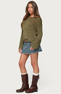 Edikted Keiko Studded Denim Mini Skirt