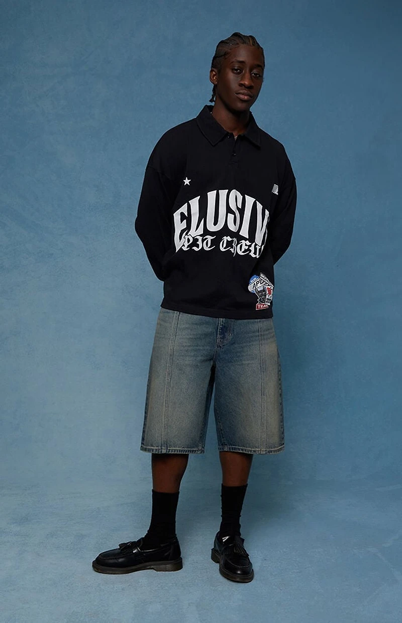 Pacsun Austin Extreme Baggy Denim Shorts Dark Blue Tint