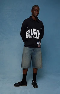 Pacsun Austin Extreme Baggy Denim Shorts Dark Blue Tint