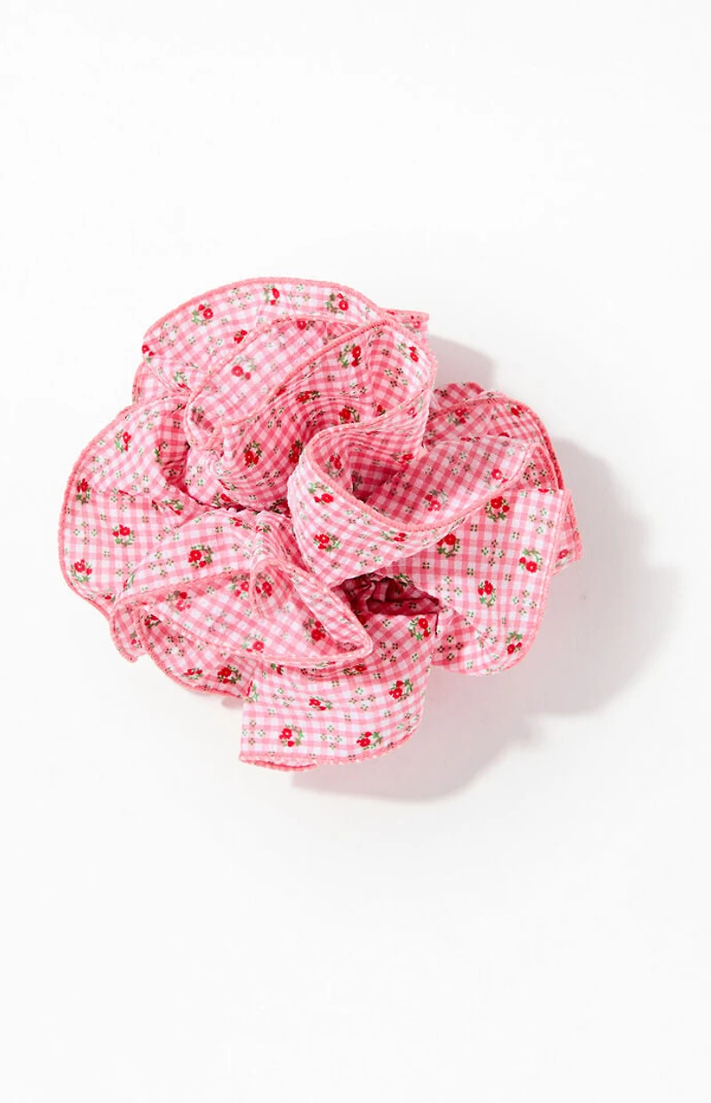LA Hearts Gingham Floral Ruffle Hair Clip