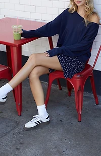 John Galt Navy Wide Neck Sweater