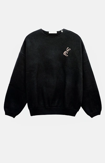 Fear of God ESSENTIALS Vintage Black Waffle Knit Crew Neck Sweater