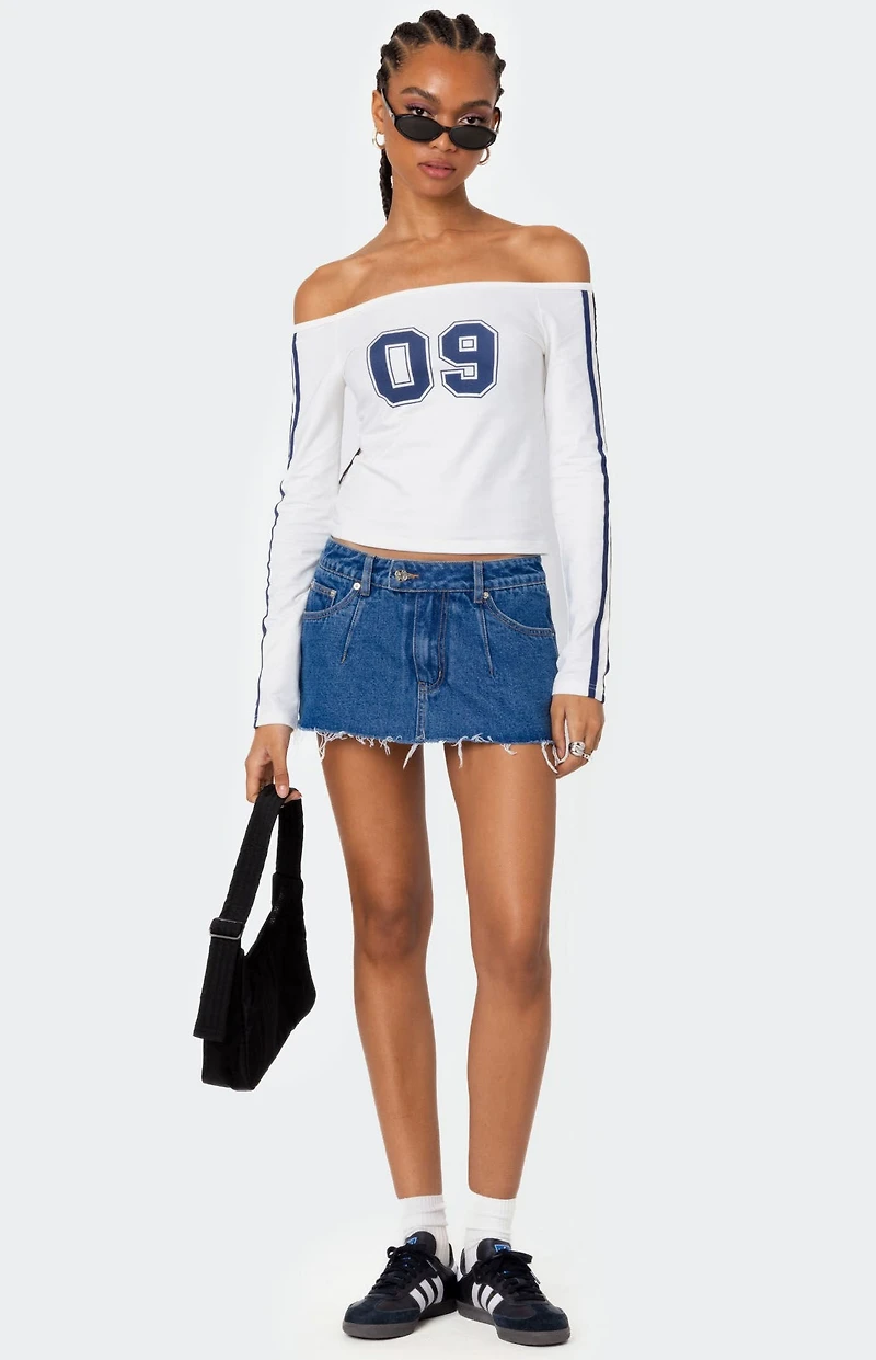 Edikted '90s Off Shoulder Long Sleeve T-Shirt