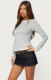 Edikted Contrast Layered Look Henley Top