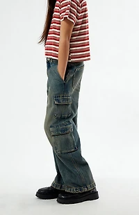 Pacsun Kids Baggy Jeans Cargo Indigo Tinted