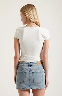 Pacsun Bella Stretch Medium Indigo Mid Rise Denim Mini Skirt