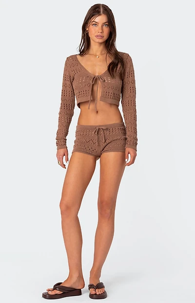Edikted Betsy Tie Front Knitted Shorts
