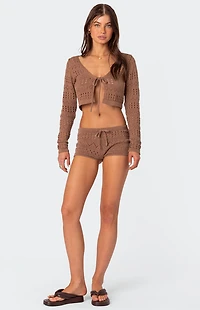 Edikted Betsy Tie Front Knitted Shorts