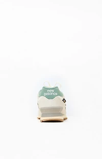 New Balance White & Green 574 Sneakers