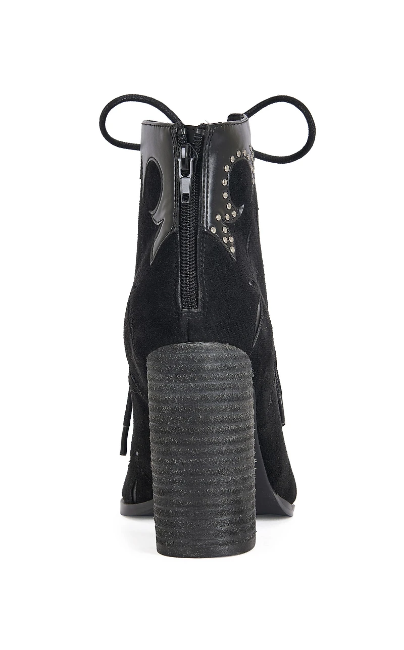 AZALEA WANG Women's Mirona Black Western Peep Toe Booties