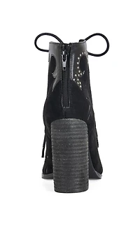 AZALEA WANG Women's Mirona Black Western Peep Toe Booties