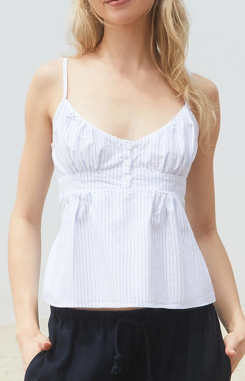 John Galt Blue & White Striped Tiffany Tank Top