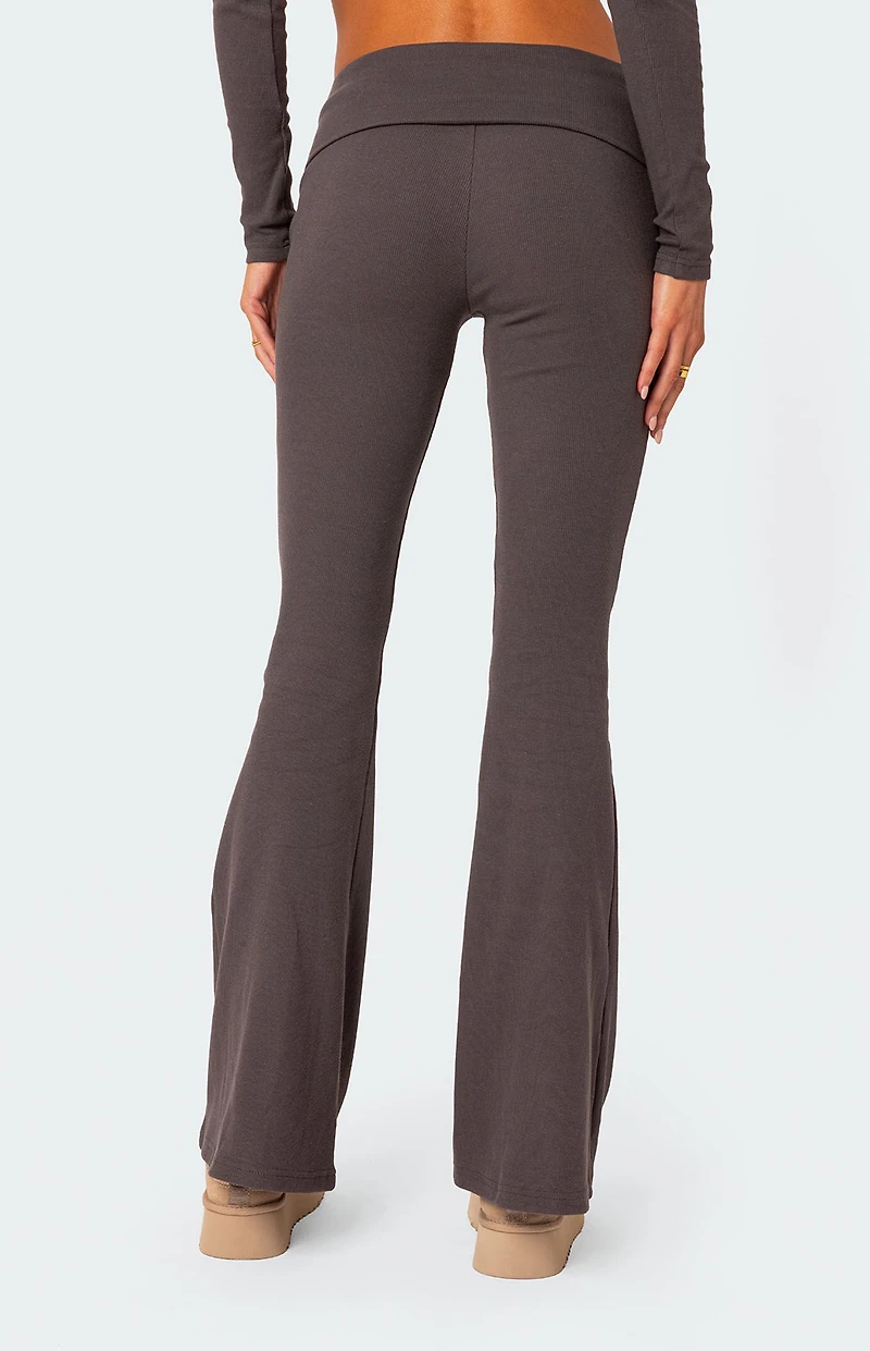 Edikted Coffee Break Ribbed Flare Leggings