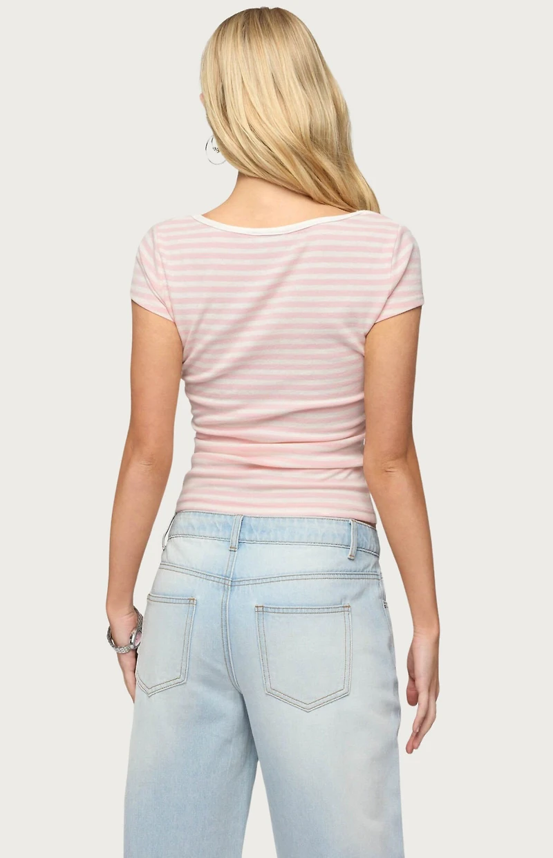 Edikted Layered Lacey Striped T-Shirt