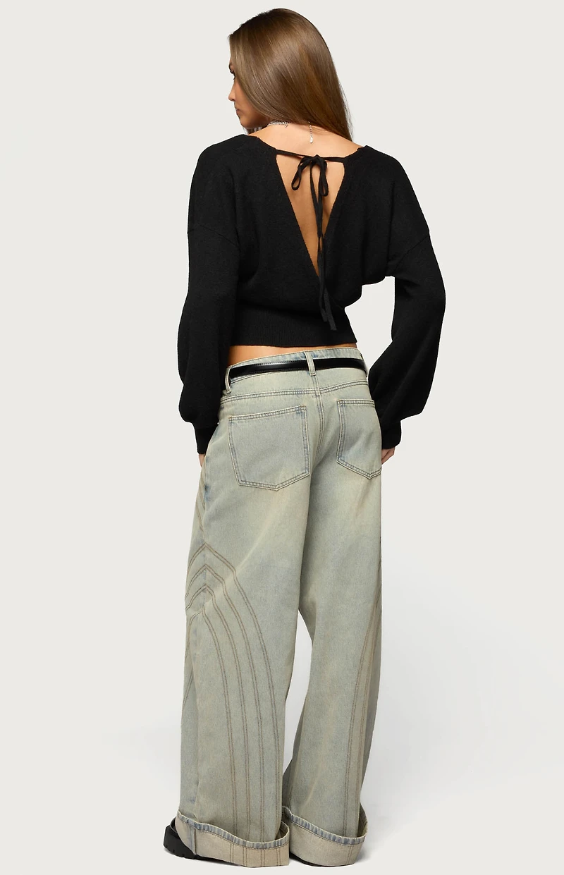 Edikted Lillia V Neck Wrap Sweater