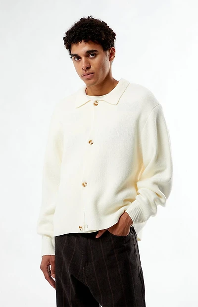 Pacsun Cream Button Front Polo Sweater