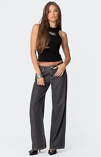 Edikted Pinstripe Low Rise Jeans