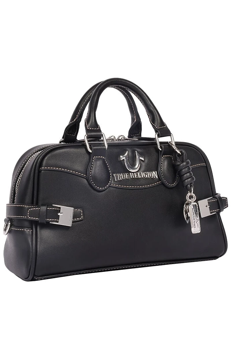 True Religion Black Brooks Smooth Belted Sachel bag