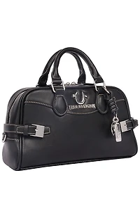 True Religion Black Brooks Smooth Belted Sachel bag