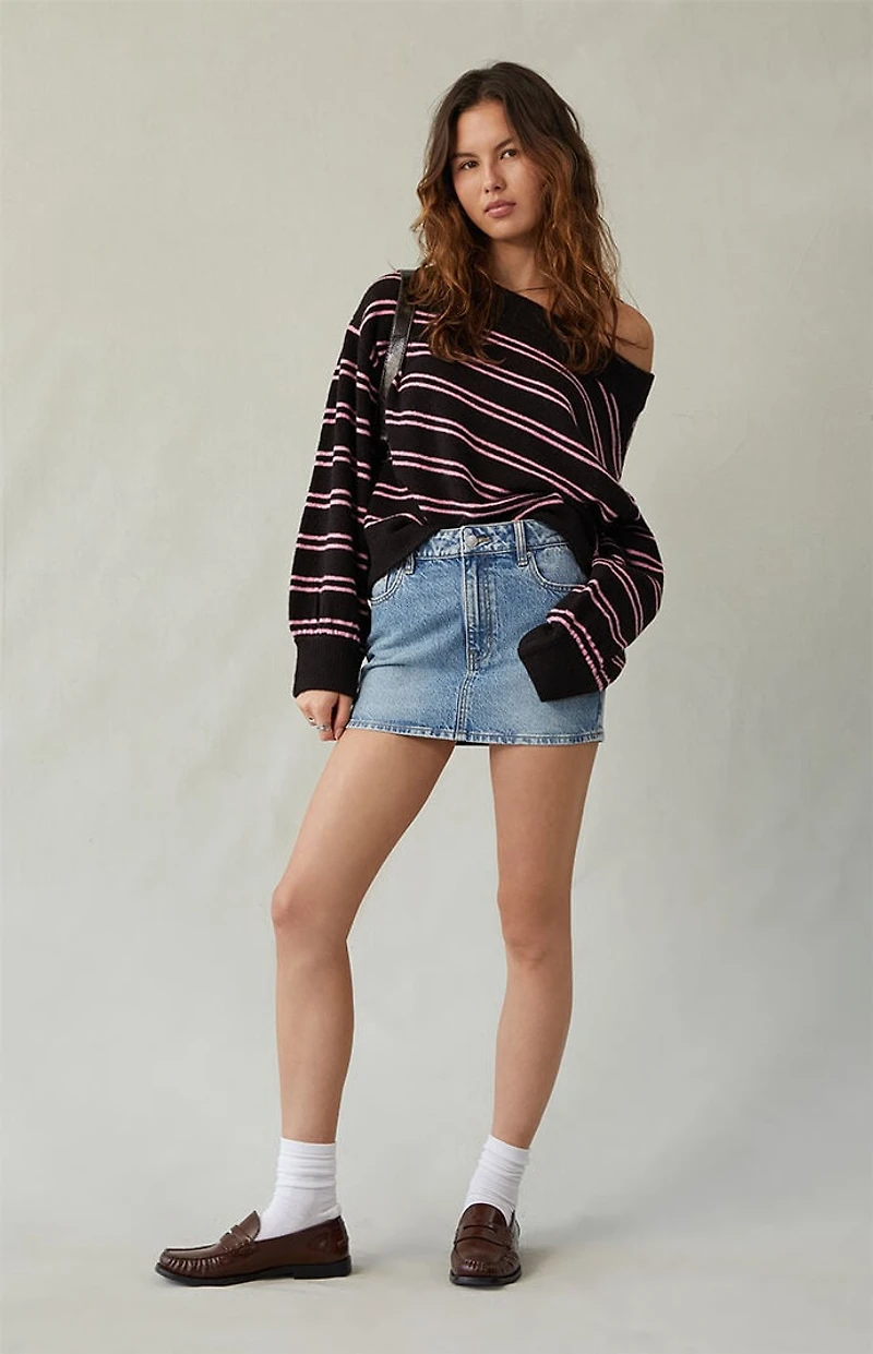 Pacsun Bella Stretch Medium Indigo Mid Rise Denim Mini Skirt