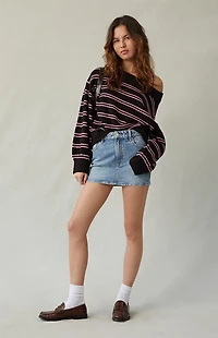 Pacsun Bella Stretch Medium Indigo Mid Rise Denim Mini Skirt