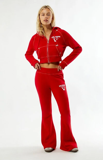 True Religion Crystal Wing Big T Flare Sweatpants